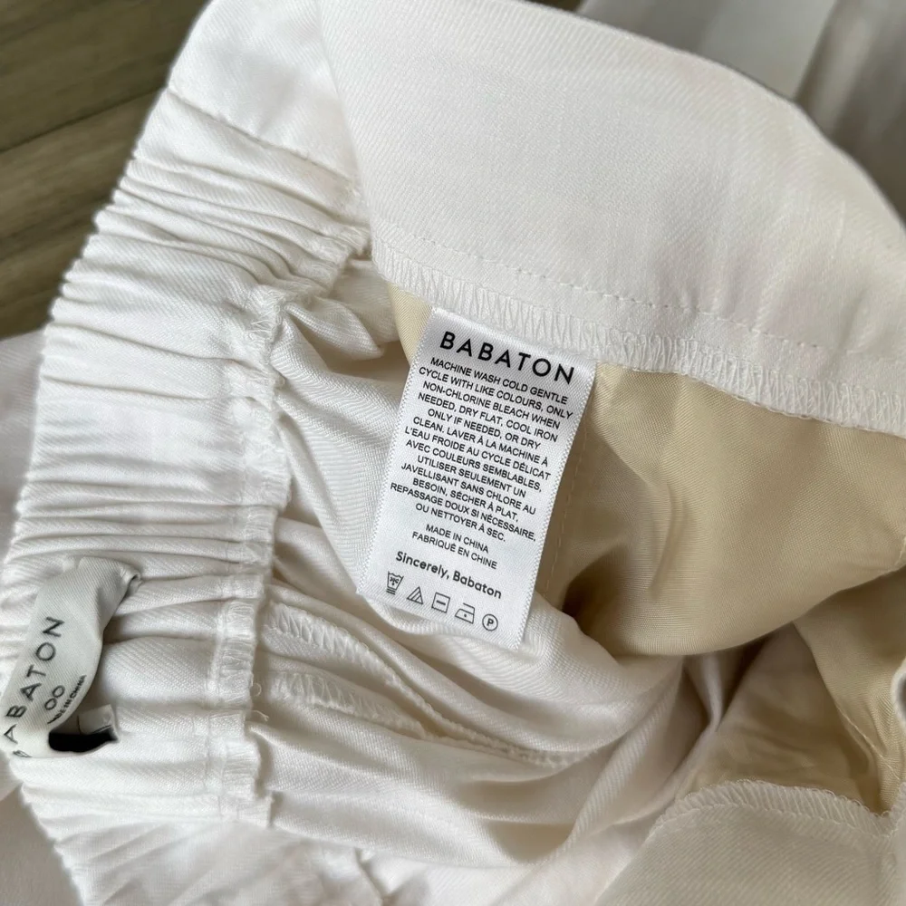 Babaton Arizia Straight Leg Cropped Linen Cotton Blend White Pants Size 00